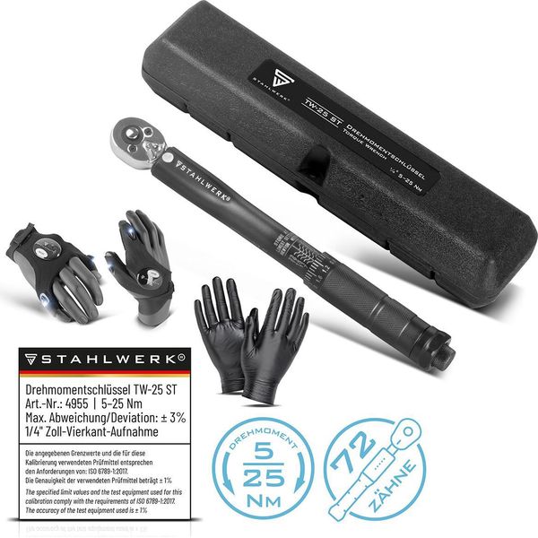 Chiave Dinamometrica Stahlwerk TW-25 St 5-25 Nm 1/4" Pollici Cricchetto Reversibile"-image