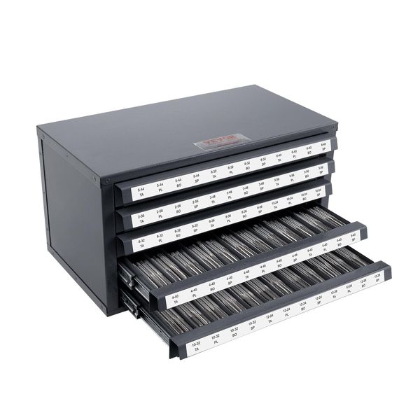 Vevor Armadietto Per Dispenser Di Rubinetti, Organizzatore Di Rubinetti Con 5 Cassetti Per #2-56-#12-28 Armadietto Organizzatore Di Dispenser Di Rubinetti In Acciaio Con Etichette, Armadietto Impilabile Con 60 Scomparti Grigio-image