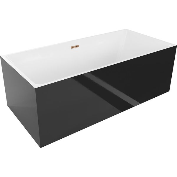 Mexen Nita Vasca Da Bagno Autoportante 170 X 80 Cm, Bianca/Nera, Troppopieno Oro Rosa - 52091708075-60-image