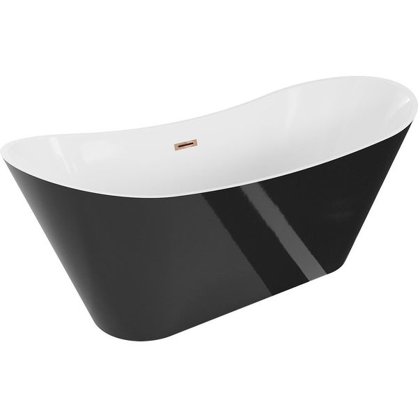Mexen Celia Vasca Da Bagno Autoportante 170 X 75 Cm, Bianca/Nera, Troppopieno Oro Rosa - 52331707575-60-image