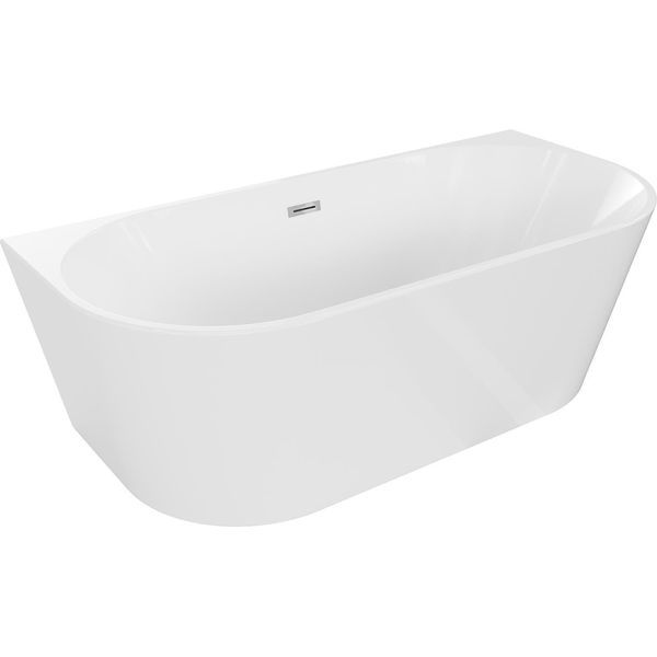 Mexen Oval Vasca Da Bagno Indipendente A Parete 150 X 75 Cm, Bianca, Troppopieno Cromato - 52671507500-01-image