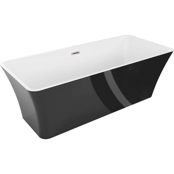 Mexen Tonia Vasca Da Bagno Freestanding 170 X 75 Cm, Bianca/Nera, Troppopieno Nickel Spazzolato - 52171707575-97-image