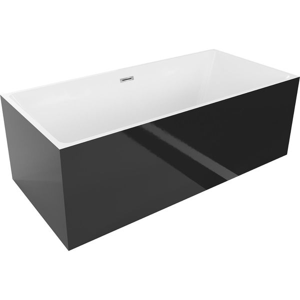 Mexen Nita Vasca Da Bagno Indipendente 170 X 80 Cm, Bianca/Nera, Troppopieno Cromato - 52091708075-01-image