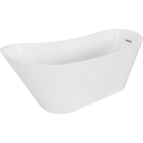 Mexen Alta Vasca Da Bagno Freestanding 170 X 75 Cm, Bianca, Troppopieno Nichel Spazzolato - 52141707500-97-image