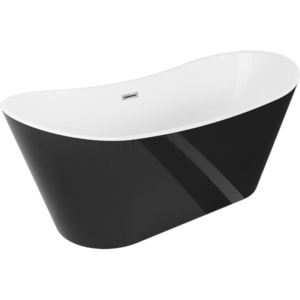 Mexen Montana Vasca Da Bagno Freestanding 180 X 90 Cm, Bianca/Nera, Troppopieno Cromo - 52011809075-01-image