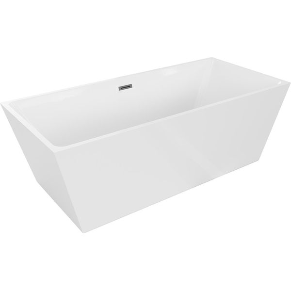 Mexen Lita Vasca Da Bagno Freestanding 170 X 75 Cm, Bianca, Troppopieno Gun Gray Spazzolato - 52121707500-66-image