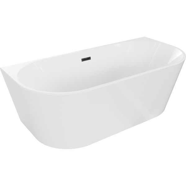 Mexen Oval Vasca Da Bagno Indipendente A Parete 180 X 80 Cm, Bianca, Troppopieno Nero - 52671808000-70-image