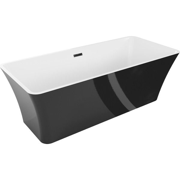 Mexen Tonia Vasca Da Bagno Autoportante 170 X 75 Cm, Bianca/Nera, Troppo Pieno Nero - 52171707575-70-image