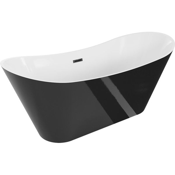 Mexen Celia Vasca Da Bagno Freestanding 170 X 75 Cm, Bianca/Nera, Troppo Pieno Nero - 52331707575-70-image