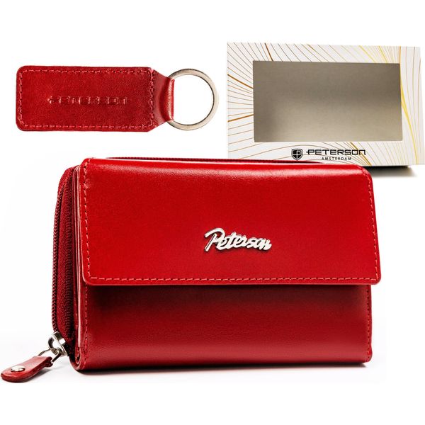 Peterson | Set Regalo: Portafoglio Grande In Pelle E Portachiavi, Rosso, 14,5X10 Cm-image