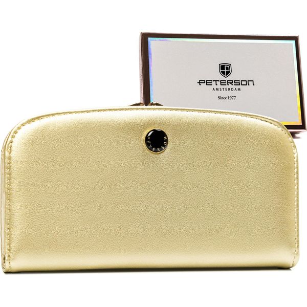 Peterson | Large, Portafoglio Ecologico In Pelle, Per Donna, Oro, 18,5X10 Cm-image
