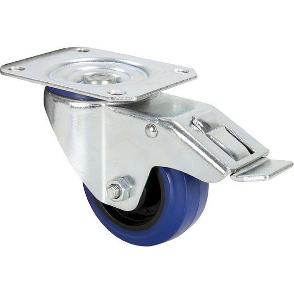 Adam Hall Hardware 372091 - Ruota Girevole 80 Mm Con Ruota Blu E Freno-image