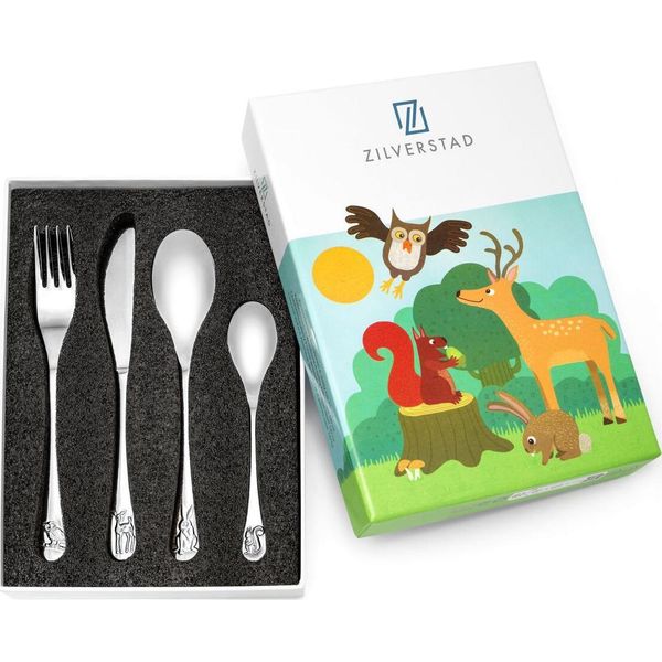 Set Di Posate Per Bambini Con Incisione Di Animali Della Foresta | Dimensioni: 170X180X170X135Mm | Numero Articolo: ZV6829030-image