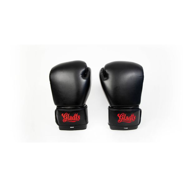 Guantoni Da Boxe Gladts Classic - Neri Con Logo Ricamato Rosso - 18 Oz - Guantoni In Pelle Premium Per Boxe E Kickboxing-image