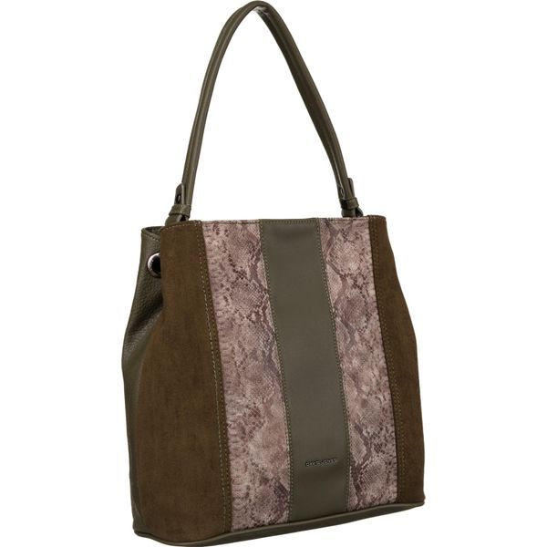 David Jones | Borsa Da Donna, In Ecopelle, Con Motivo A Pelle Di Serpente, Kaki, 31X30X12 Cm-image