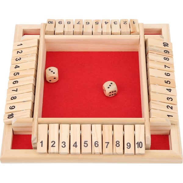 Shut The Box Gioco Di Dadi In Legno, Tabellone A 4 Facce Da 10 Numeri, Gioco Da Tavolo Per Bambini E Adulti-image