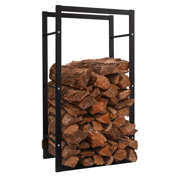Porta Legna Da Ardere In Metallo Aiorber Per Interni Ed Esterni, Robusto Porta Legna Da Ardere Con Elevata Capacità Di Carico, Antiscivolo, Nero-image