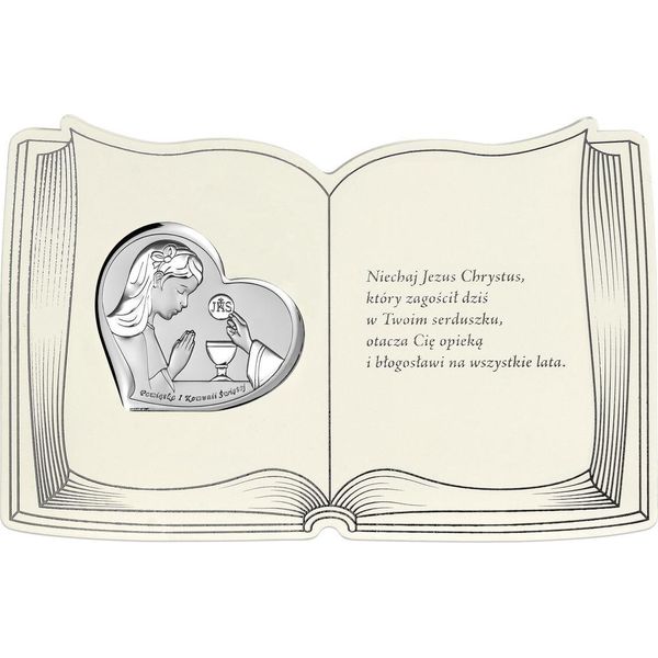 Quadro Commemorativo D'argento Per La Prima Comunione | Dimensioni: 25 X 16,2 Cm | Codice Articolo: BC6602F/A-image