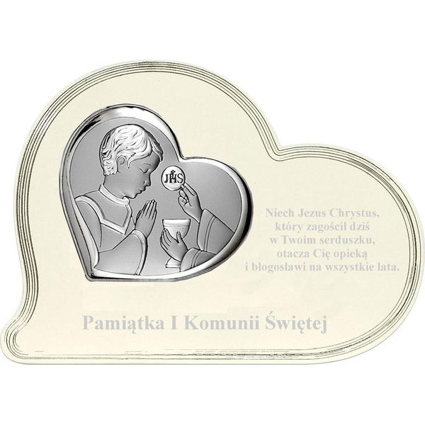 Quadro Commemorativo In Argento Per La Prima Comunione | Dimensioni: 17,7 X 13,3 Cm | Codice Articolo: BC6644F/O-image