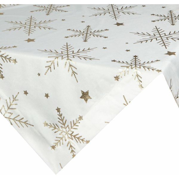 Eurofirany | Tovaglia Di Natale - Tovaglia - 85 X 85 Cm - Oro Bianco - Motivo Fiocco Di Neve - Tovaglia - Natale-image
