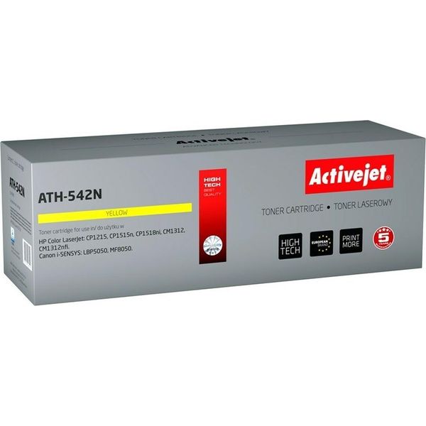 Activejet ATH-542N Toner For Hp Printer; Hp 125A CB542A, Canon CRG-716Y Replacement; Supreme; 1600 Pages; Yellow-image