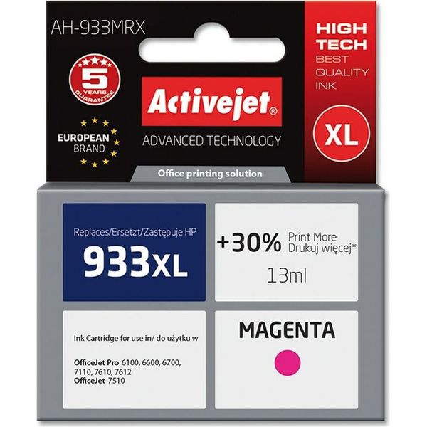 Activejet AH-933MRX Ink (Replacement For Hp 933XL CN055AE; Premium; 13 Ml; Magenta)-image