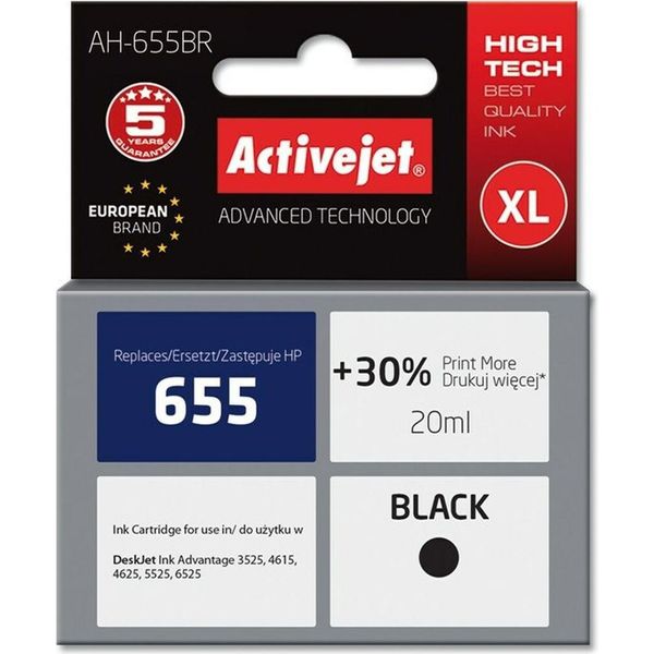 Activejet AH-655BR Ink (Replacement For Hp 655 CZ109AE; Premium; 20 Ml; Black)-image