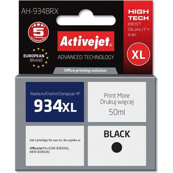 Activejet AH-934BRX Ink (Replacement For Hp 934XL C2P23AE; Premium; 50 Ml; Black)-image