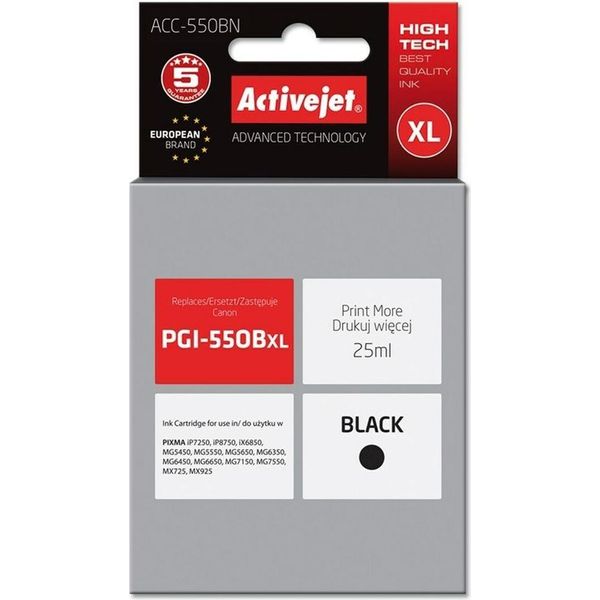Activejet ACC-550BN Ink Cartridge (Replacement For Canon PGI-550BK; Supreme; 25 Ml; Black)-image