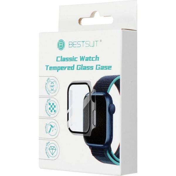 Bestsuit Custodia Flessibile Per Cellulare Con Vetro Temperato Adatta Per Apple Watch Series 7/8/9-45Mm - Trasparente-image