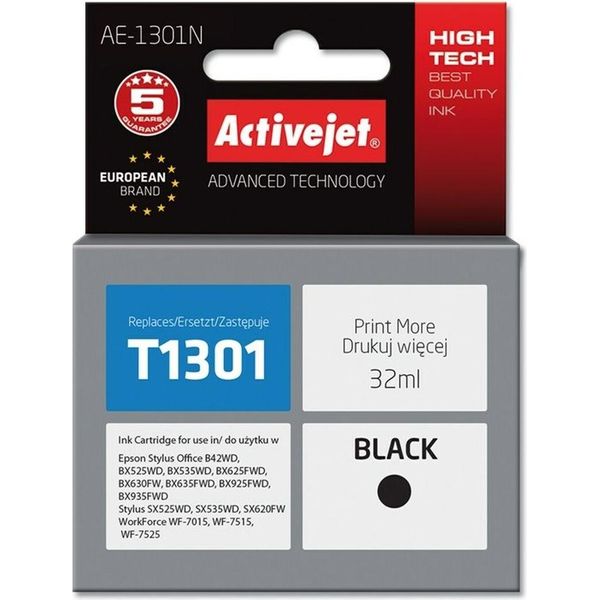 Activejet AE-1301N Ink Cartridge (Replacement For Epson T1301; Supreme; 32 Ml; Black)-image