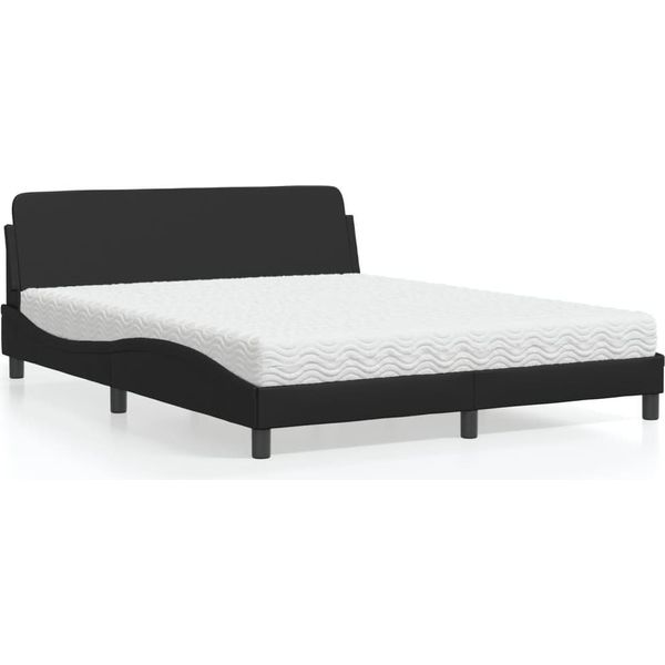 Vidaxl Letto Con Materasso "Dover"" Nero 160X200 Cm In Pelle Finta"-image