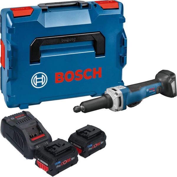 Bosch Ggs 18V-23 Plc Smerigliatrice Diritta Professionale A Batteria 18 V Senza Spazzole + 2X Batteria Procore 8,0 Ah + Caricabatterie + L-Boxx-image