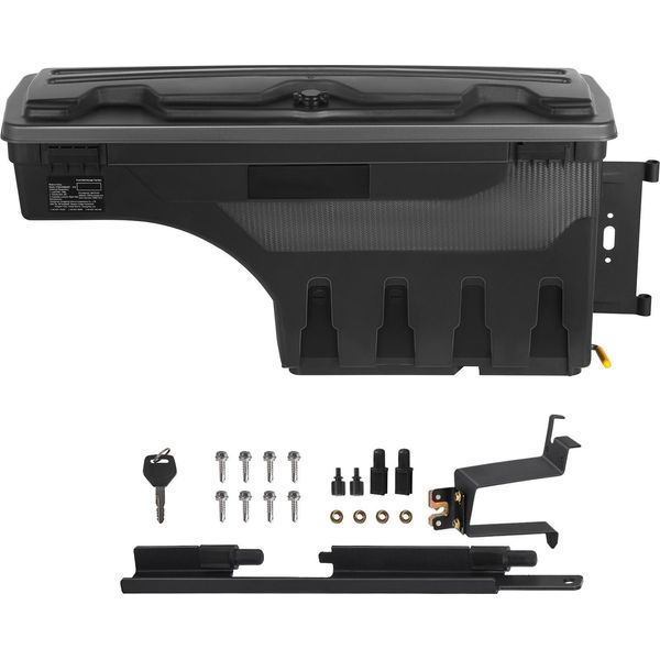 Succebuy Box Di Stoccaggio Per Il Vano Di Carico - Chiudibile A Chiave, Impermeabile, 6,6 Gal/20 L. Adatto Per Chevrolet Silverado 1500 E Gmc Sierra 1500 2019-2020, Lato Passeggero. Colore Nero-image
