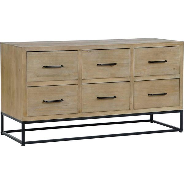 Credenza Dkd Home Decor Nero Metallo Naturale Legno Mdf 120 X 40 X 64 Cm-image