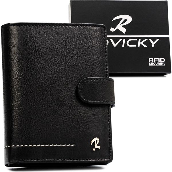 Rovicky | Portafoglio Da Uomo, In Pelle, Con Chiusura A Fibbia, Nero, 10X13 Cm-image