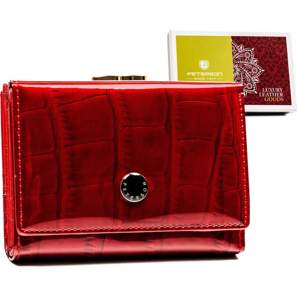 Peterson | Portafoglio Piccolo Da Donna, In Pelle, Con Orecchino E Chiusura A Scatto, Rosso, 12,5X9 Cm-image