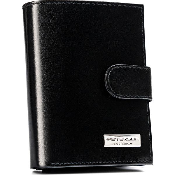 Peterson | Portafoglio Piccolo, Con Chiusura In Pelle, Per Uomo, Nero, 9,5X12 Cm-image