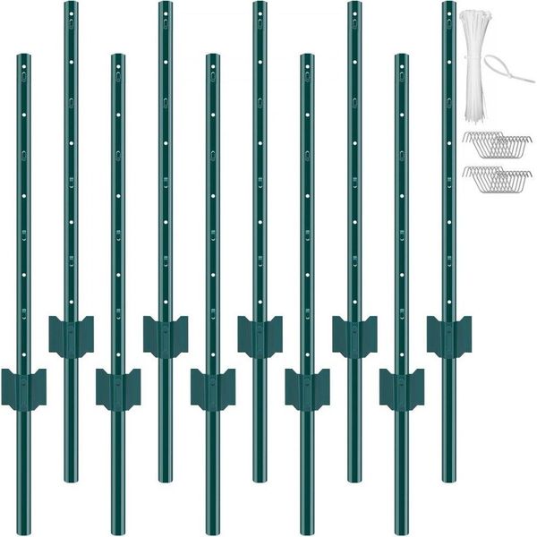 Set Di 10 Paletti Per Recinzione Da 91,44 Cm - Paletto In Metallo Per Recinzione Di Pascoli - Paletto Robusto Per Giardino E Agricoltura-image