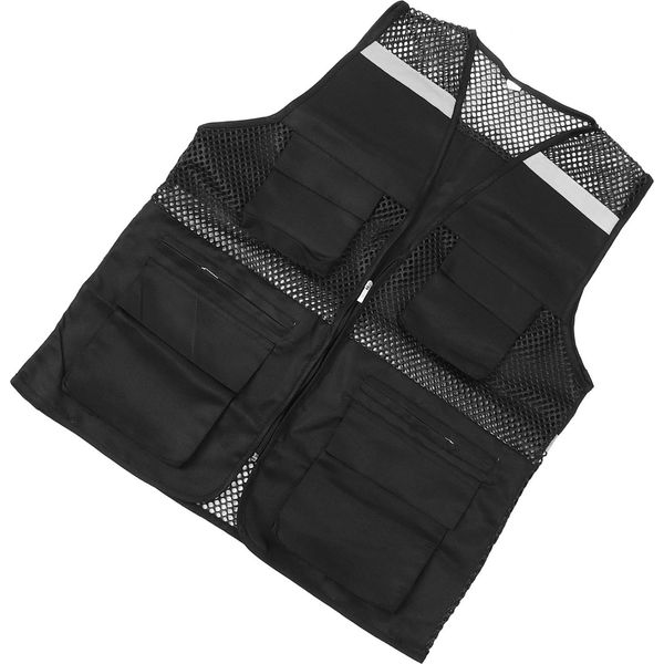Gilet Da Lavoro Riflettente Tasche Multiple Design A Rete Gilet Di Sicurezza Traspirante Ad Alta Visibilità Con Strisce Riflettenti-image