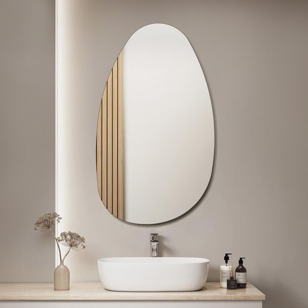 S'afielina Specchio Da Parete Asimmetrico 85×50 Cm Senza Cornice Specchio Da Soffitto Specchio Da Bagno Per Soggiorno, Bagno E Camera Da Letto-image