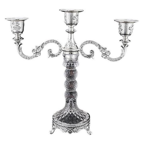 Inf Elegante Candelabro A Tre Bracci In Lega Di Zinco - Stile Europeo Per Matrimoni, Cene E Decorazioni Domestiche D'argento-image