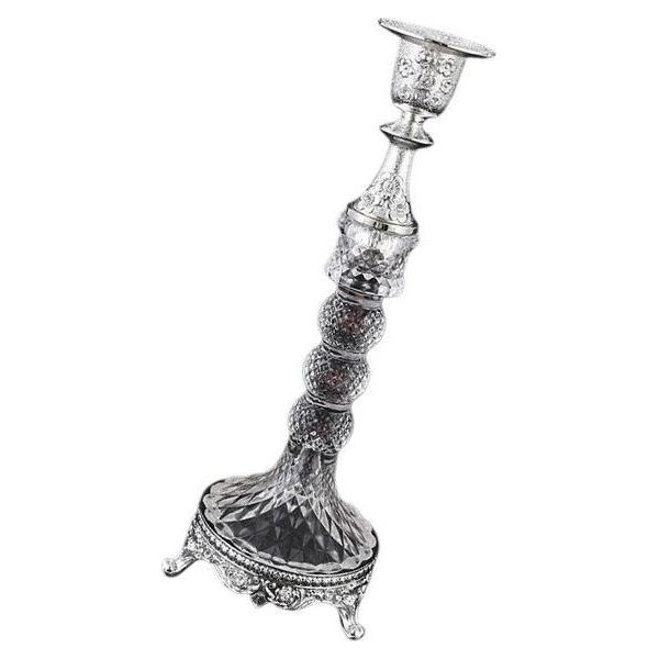 Inf Elegante Portacandela Crisantemo - Portacandela Singolo In Lega Di Zinco Per Decorazioni Domestiche D'argento-image