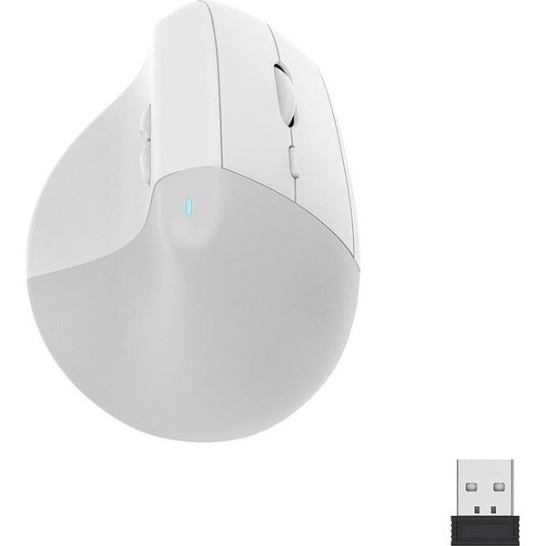 Inf Mouse Ergonomico Bluetooth Ricaricabile A Doppia Modalità Con Dpi Regolabile Bianco-image