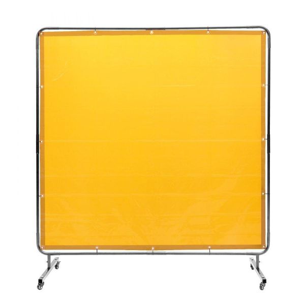 Tenda Per Saldatura 1,8 X 1,8 M - Schermo Per Saldatura In Vinile Ignifugo - 4 Rotelle Girevoli - Protezione Uv A 6 Livelli - Coperta Per Saldatura - Giallo-image