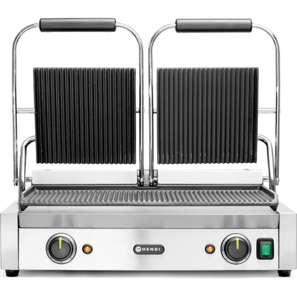 Griglia Di Contatto Hendi - Versione Doppia, Design Scanalato, Scanalatura Superiore E Inferiore, 230V/3600W, 570X395X(H)510Mm-image