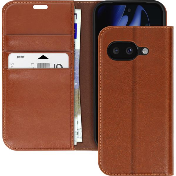 Avizar, Custodia In Pelle Per Google Pixel 9A Con Portafoglio E Supporto Video, Marrone Chiaro-image