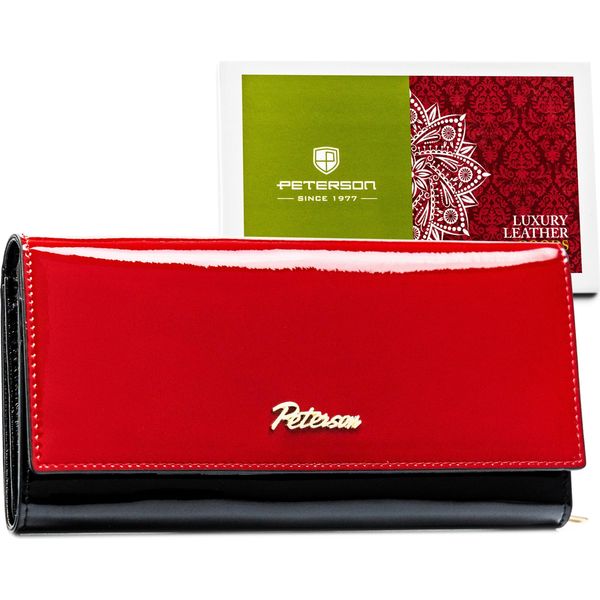 Peterson | Portafoglio Da Donna, Con Scomparto Interno, Con Cerniera, Rosso-Nero, 18,5X10 Cm-image