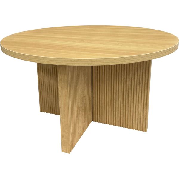 Tavolino Da Caffè Rotondo Scandinavo Da 80 Cm Con Effetto Legno Chiaro - Oviala Cassidy-image