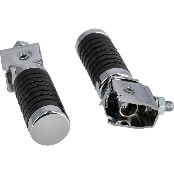 Set: 2X Poggiapiedi Passeggero Con Tappo, Nero / Cromato - Per Mz ES175, ES250, ETS250, TS250, ETZ125, ETZ150, ETZ250, ETZ251, ETZ301-image